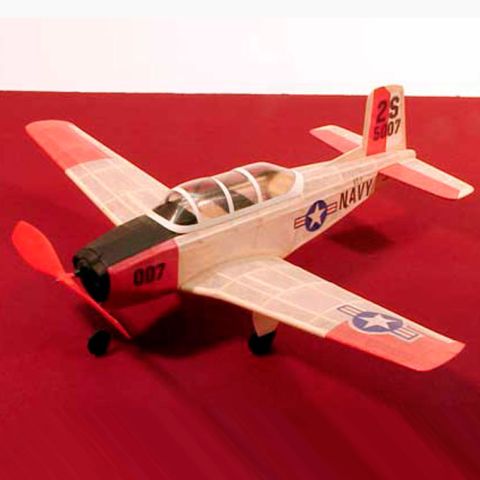 Beechcraft T-34A Mentor Modellbausatz aus Balsa mit Papierbespannung und Gummiantrieb