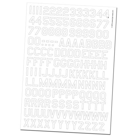 Bogen mit Buchstaben und Zahlen für Modellbau, geeignet für individuelle Beschriftungen und Dekorationen.